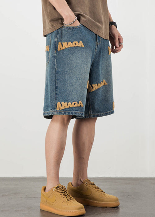 New Blue Letter Pockets Mens Pants Men Shorts Summer