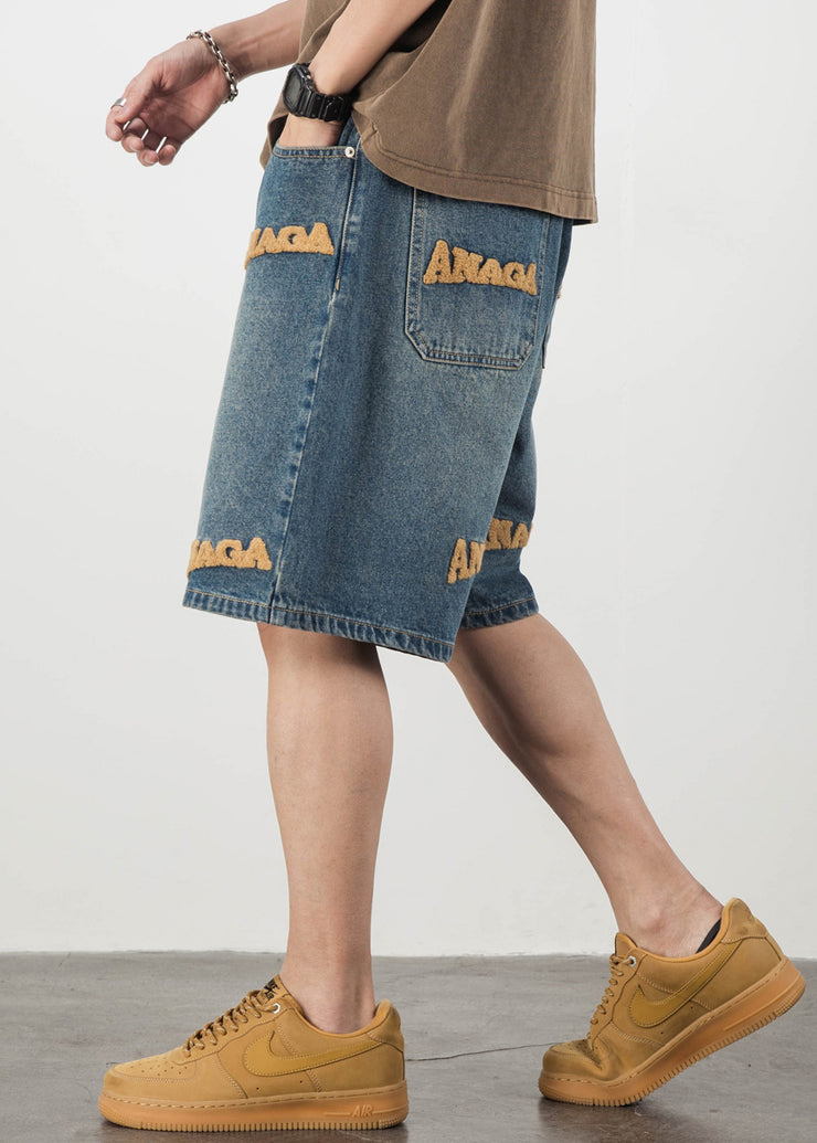 New Blue Letter Pockets Mens Pants Men Shorts Summer