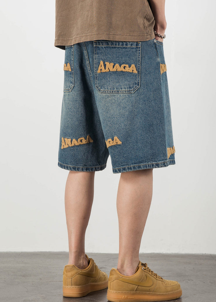 New Blue Letter Pockets Mens Pants Men Shorts Summer