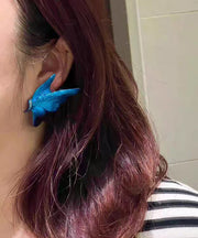 New Blue Sterling Silver Resin Butterfly Stud Earrings
