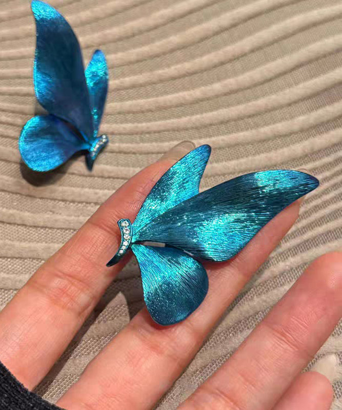 New Blue Sterling Silver Resin Butterfly Stud Earrings
