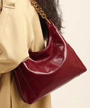 New Boutique Red Large Capacity Faux Leather Shoulder Bag