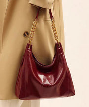 New Boutique Red Large Capacity Faux Leather Shoulder Bag