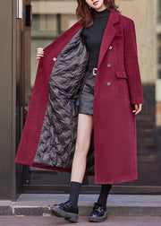 New Brick Red Peter Pan Collar Duck Down Winter Woolen Coats Winter