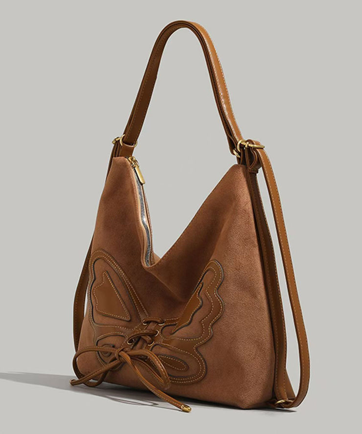 New Brown Butterfly Faux Leather Backpack Bag