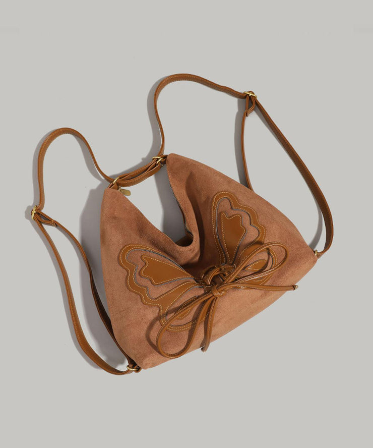 New Brown Butterfly Faux Leather Backpack Bag