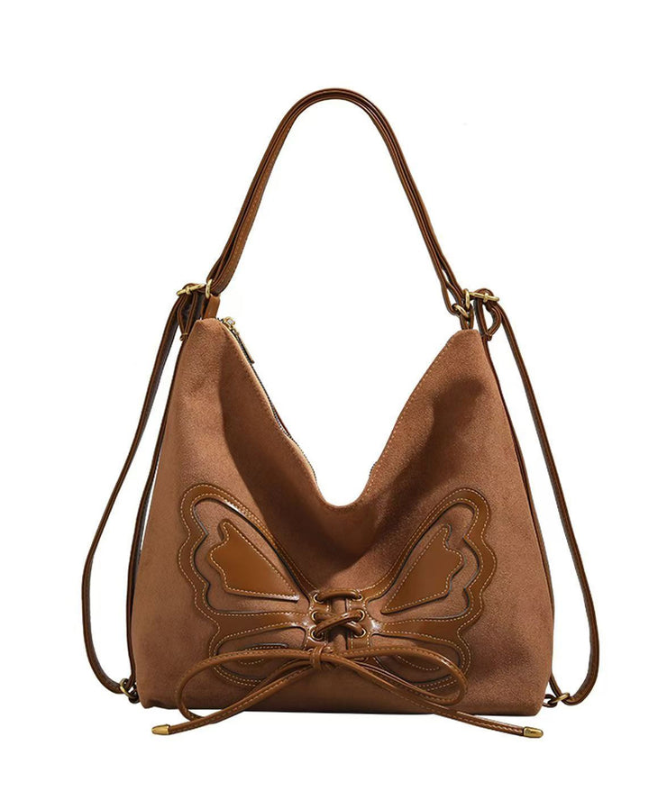 New Brown Butterfly Faux Leather Backpack Bag