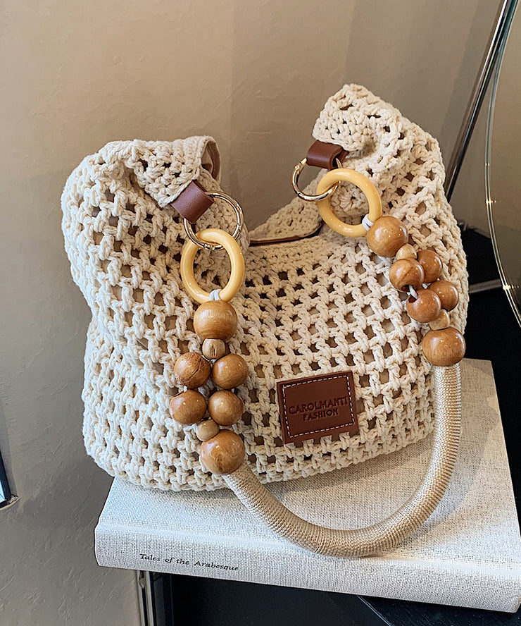 New Brown Large Capacity Hollow Out Woven Shoulder Bag