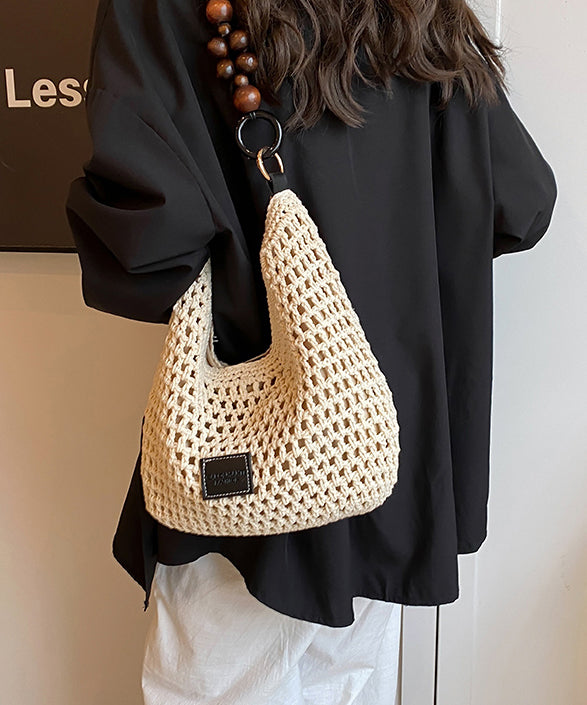 New Brown Large Capacity Hollow Out Woven Shoulder Bag