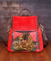 New Brown Versatile Embossed Calf Leather Backpack Bag