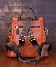 New Brown Versatile Embossed Calf Leather Backpack Bag