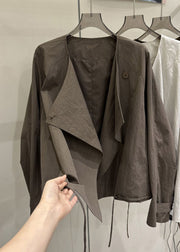 New Caramel Peter Pan Collar Patchwork Coats Fall