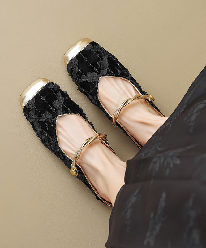 New Chinese Style Fashion Apricot Ruffled Print Cowhide Leather Slide Sandals