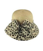 New Coffee Bow Leopard Print Grass Woven Breathable Fisherman Hat
