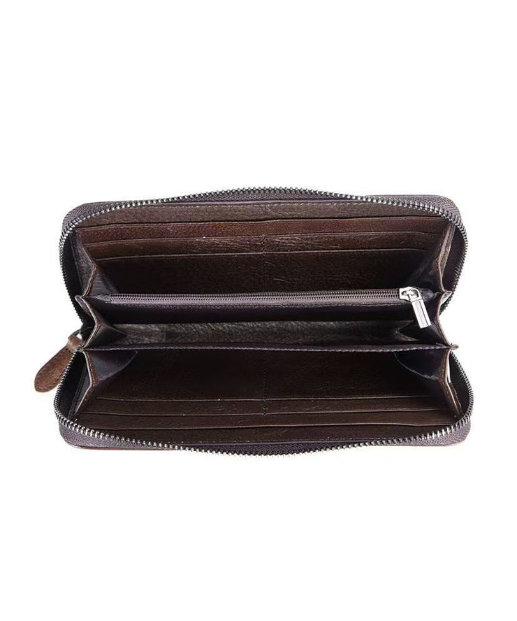 New Coffee Calf Leather Embossed Fashion Women Wallet