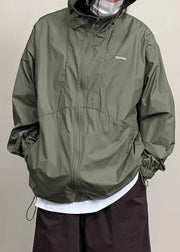 New Coffee Hooded Zippered Pockets Thin Men UPF 50+ Coat