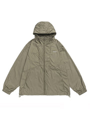 New Coffee Hooded Zippered Pockets Thin Men UPF 50+ Coat