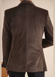 New Coffee Original Design Button Pockets Silk Velour Mens Coats Winter