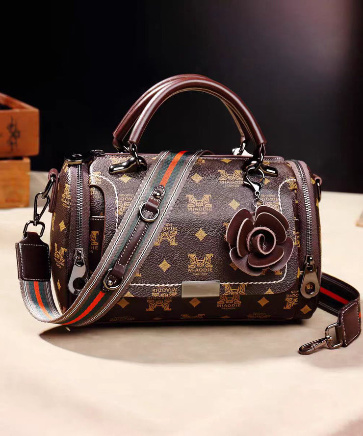 New Coffee Print Versatile Calf Leather Tote Bag