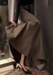 New Coffee Solid High Waist Cotton Skirt Spring