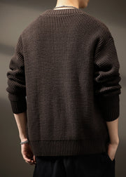 New Coffee V Neck Button Solid Knit Men Cardigans Spring
