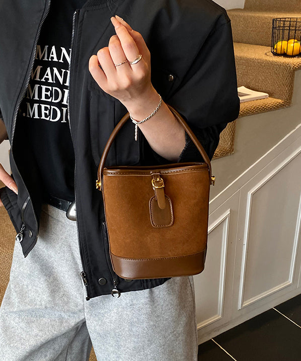 New Coffee Versatile Suede Bucket Bag Korea Style