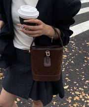 New Coffee Versatile Suede Bucket Bag Korea Style