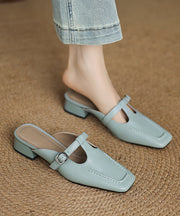 New Comfy Splicing Chunky Blue Sheepskin Slide Sandals