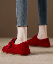 New Comfy Splicing Platform Loafer Shoes Red Suede