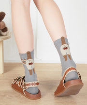 New Cute Creative Cartoon Jacquard Mid Calf Socks