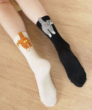 New Cute Creative Cartoon Jacquard Mid Calf Socks