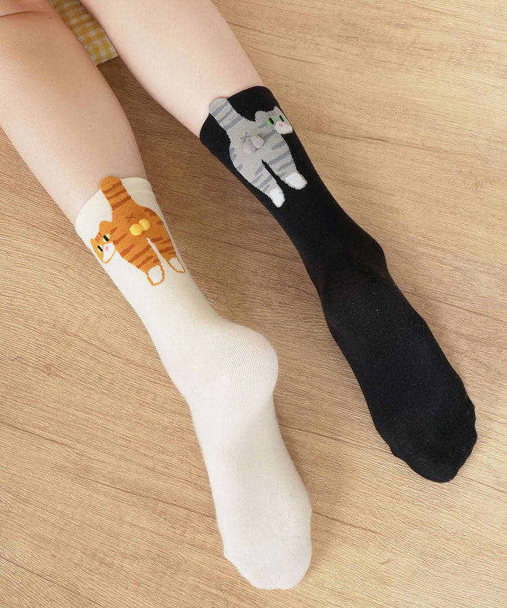 New Cute Creative Cartoon Jacquard Mid Calf Socks