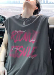 New Dark Gray Print Cozy Cotton Men T Shirt Summer
