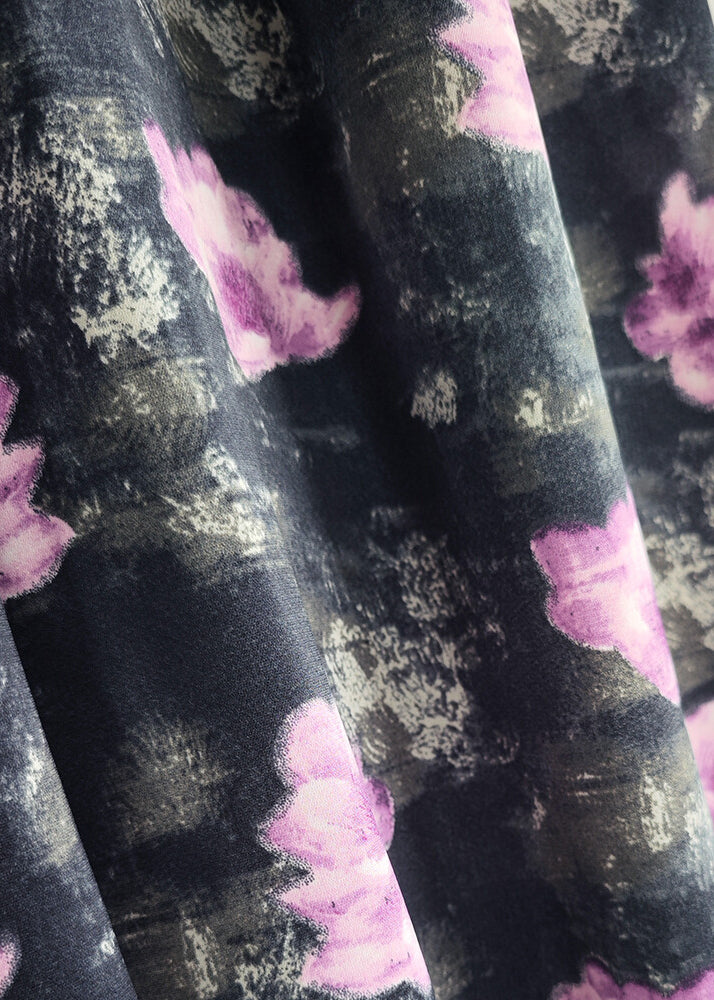New Dark Gray Print Elastic Waist Cotton Wide Leg Pants Summer