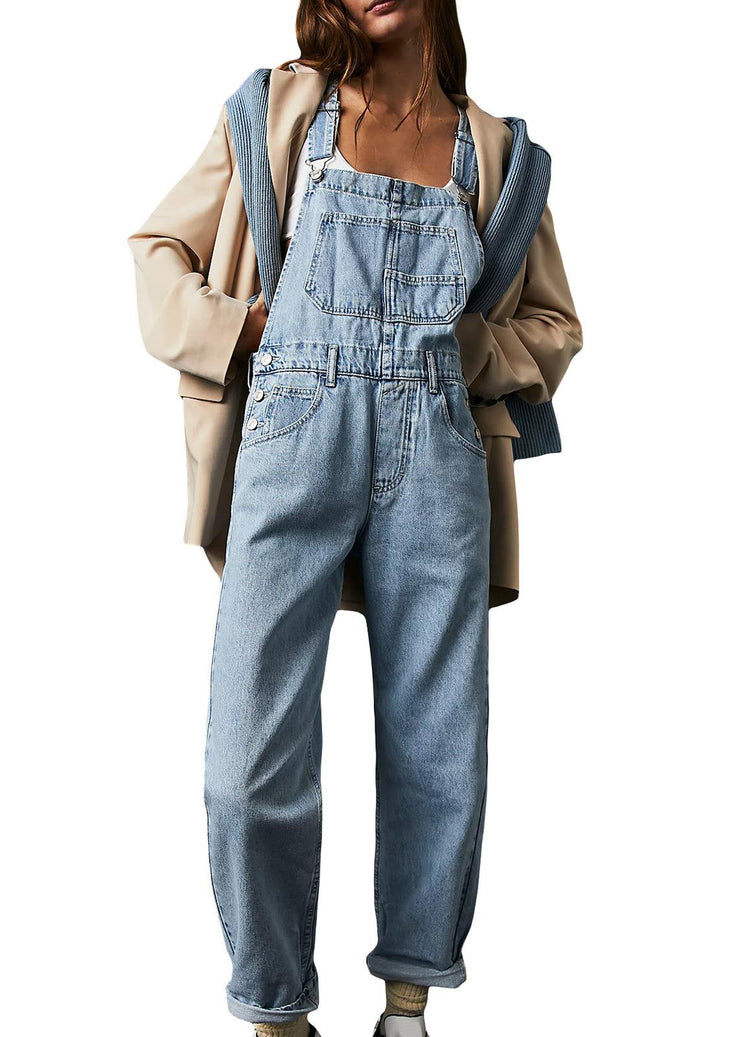 New Denim Blue Pockets Original Design Jumpsuit Sleeveless