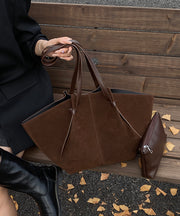 New European And American Brown Suede Large Capacity Shoulder Bag