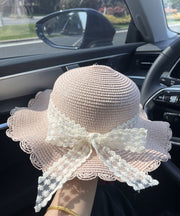 New Fashion Beige Lace Bow Sun Hat Summer