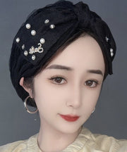 New Fashion Beige Thin Bubble Tulle Pearl Zircon Boonie Hat