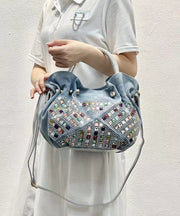 New Fashion Blue Denim Zircon Tote Bag