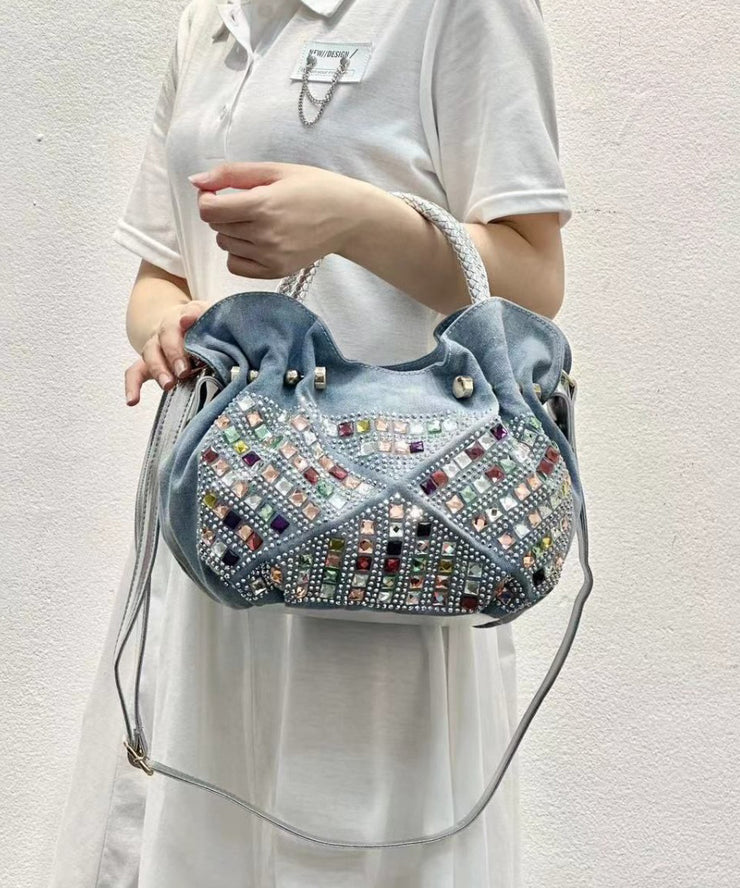 New Fashion Blue Denim Zircon Tote Bag