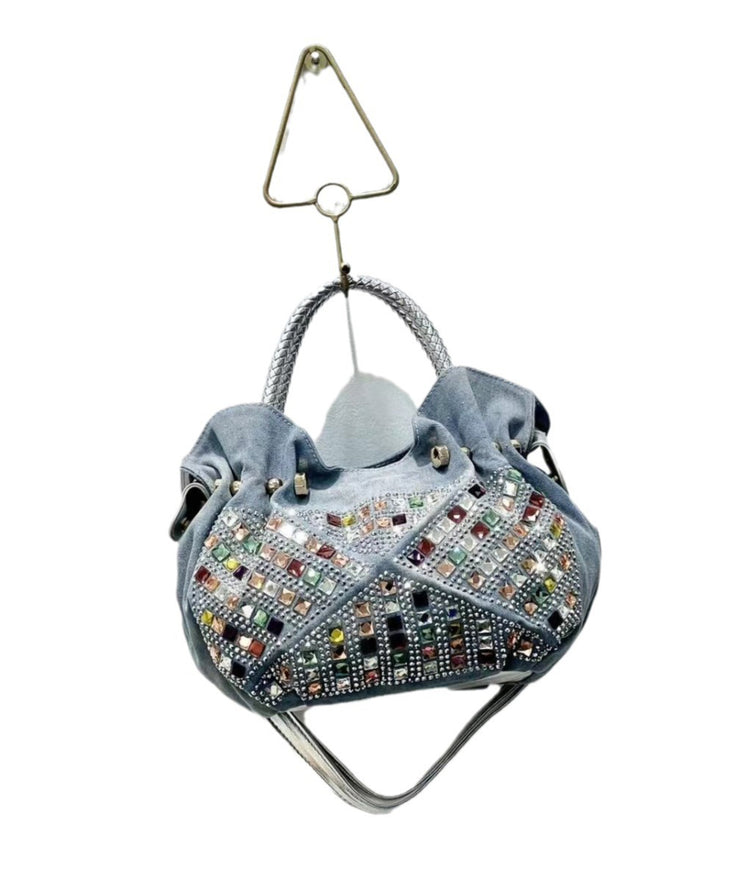 New Fashion Blue Denim Zircon Tote Bag