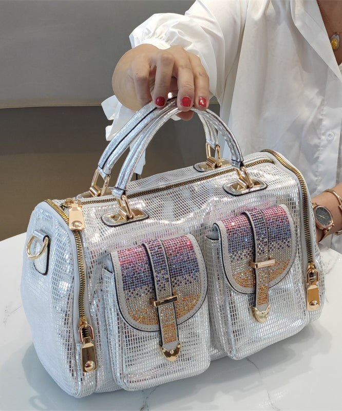 New Fashion Silver Calf Leather Sequin Large Capacity Tote Bag