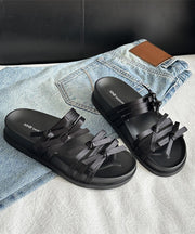 New Fashion Versatile Silver Bow Platform Slide Sandals