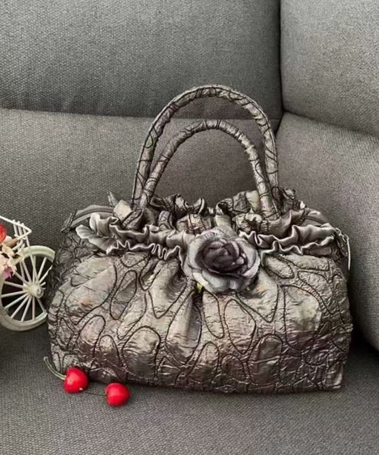 New Gold Versatile Wrinkled Flower Tote Handbag