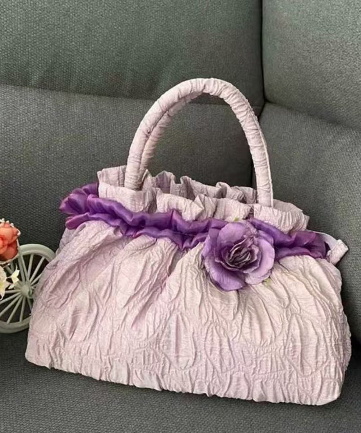 New Gold Versatile Wrinkled Flower Tote Handbag