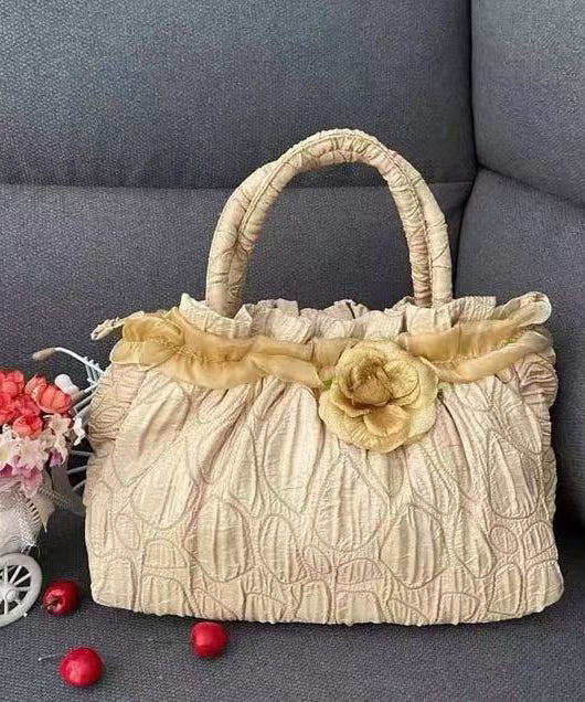 New Gold Versatile Wrinkled Flower Tote Handbag