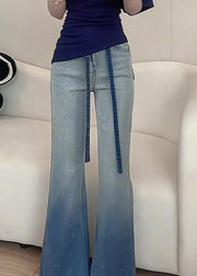 New Gradient Color Zircon Denim Wide Leg Pants Fall