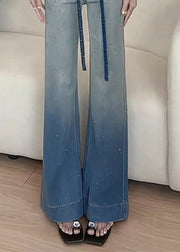 New Gradient Color Zircon Denim Wide Leg Pants Fall