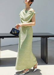 New Green Cold Shoulder Tops And Skirts Cotton Two Piece Set Summer