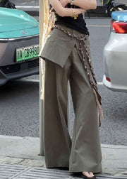 New Green False Two Pieces High Waist Cotton Pants Fall